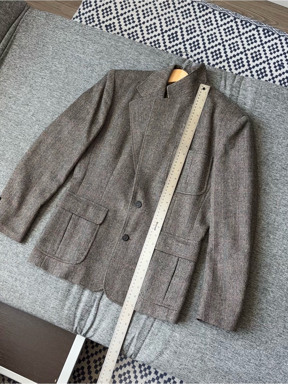 Vintage Ralph Lauren Wool Silk Blazer Women’s 10 Herringbone Tweed USA Jacket - Picture 12 of 14